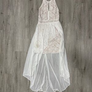 Elegant White Lace Women's Dress